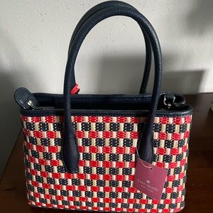 Kate Spade small too zip hatchel. Red and blue. Cross body strap included